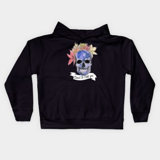 Blue skull with flowers Kids Hoodie